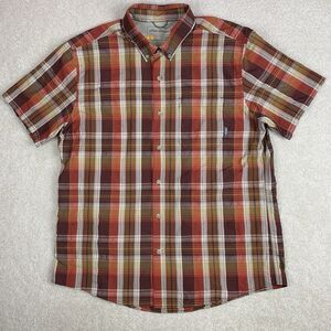 Eddie Bauer Travex Mens Plaid Short Sleeve Button Up Shirt Size Large